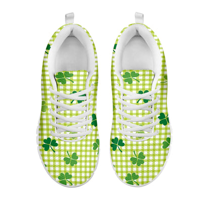 St. Patrick's Day Buffalo Plaid Print White Sneakers