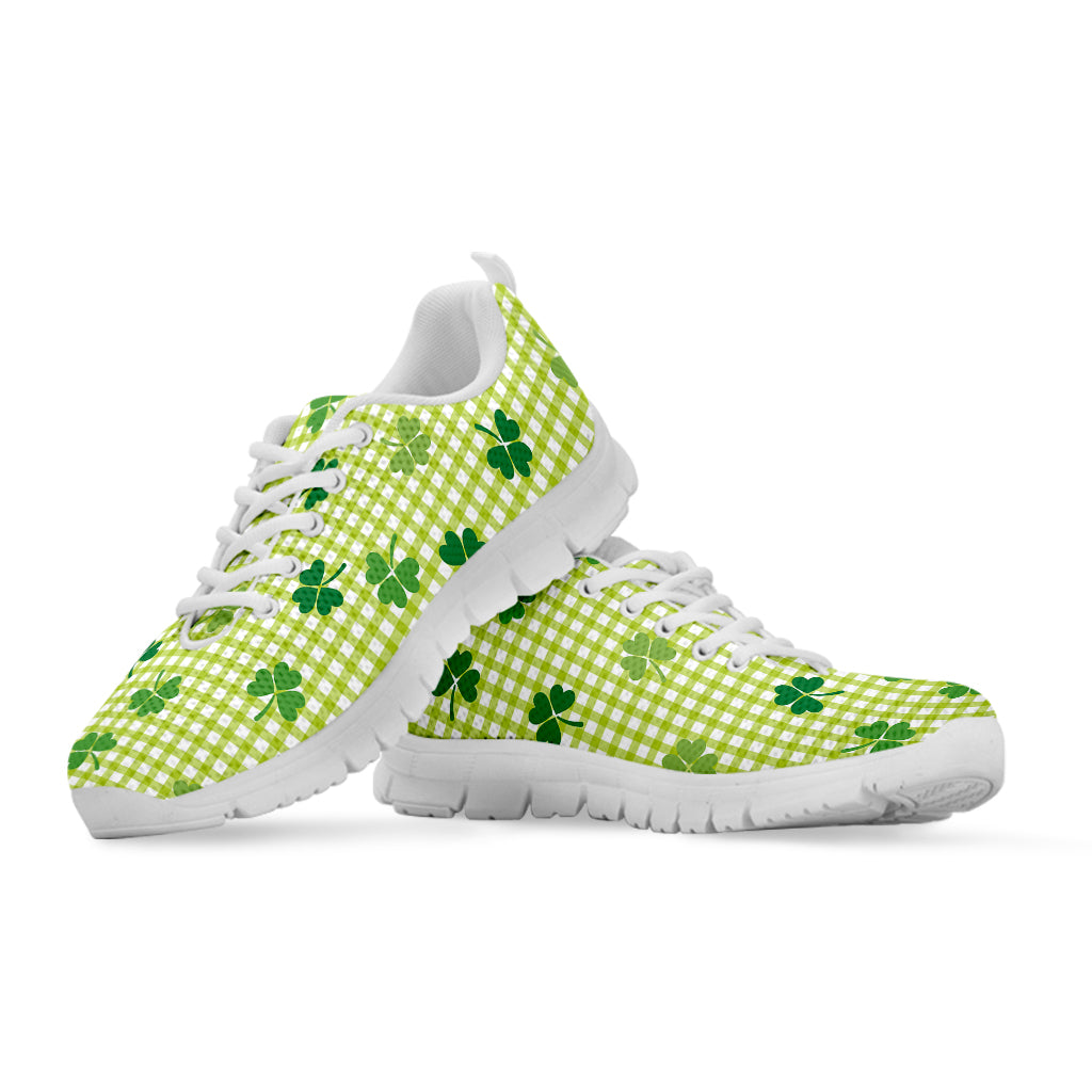 St. Patrick's Day Buffalo Plaid Print White Sneakers