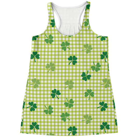 St. Patrick's Day Buffalo Plaid Print Women's Racerback Tank Top