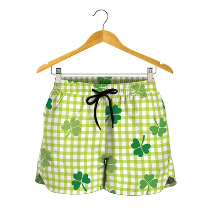 St. Patrick's Day Buffalo Plaid Print Women's Shorts