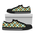 St. Patrick's Day Plaid Pattern Print Black Low Top Sneakers