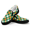 St. Patrick's Day Plaid Pattern Print Black Slip On Sneakers