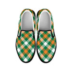 St. Patrick's Day Plaid Pattern Print Black Slip On Shoes