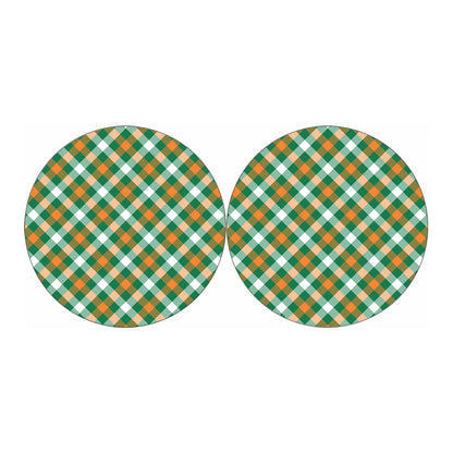St. Patrick's Day Plaid Pattern Print Car Coasters