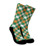 St. Patrick's Day Plaid Pattern Print Crew Socks