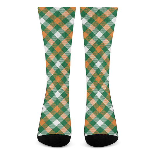 St. Patrick's Day Plaid Pattern Print Crew Socks