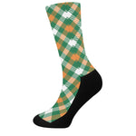 St. Patrick's Day Plaid Pattern Print Crew Socks