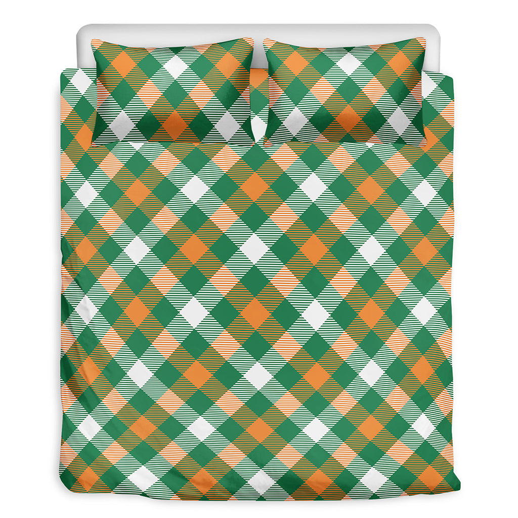 St. Patrick's Day Plaid Pattern Print Duvet Cover Bedding Set