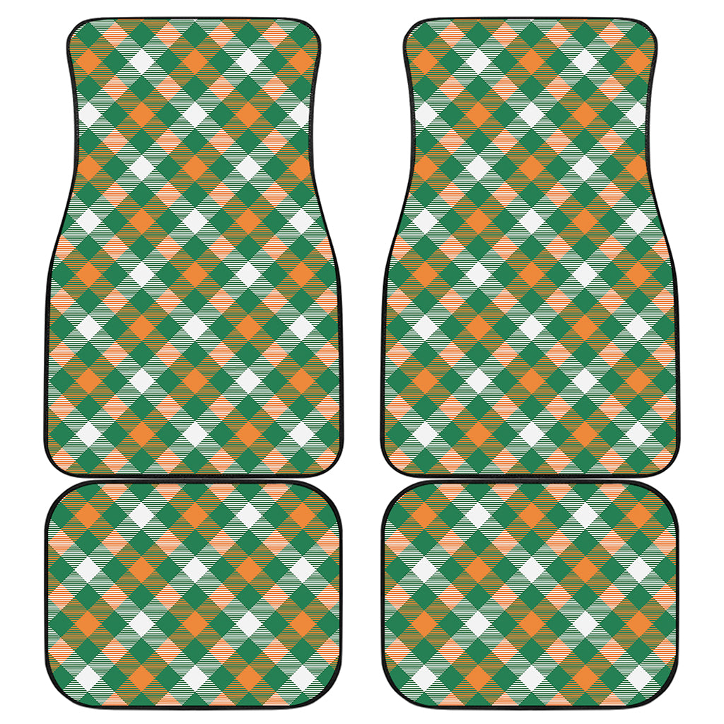 St. Patrick's Day Plaid Pattern Print Front and Back Car Floor Mats