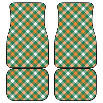St. Patrick's Day Plaid Pattern Print Front and Back Car Floor Mats