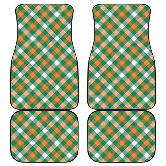 St. Patrick's Day Plaid Pattern Print Front and Back Car Floor Mats