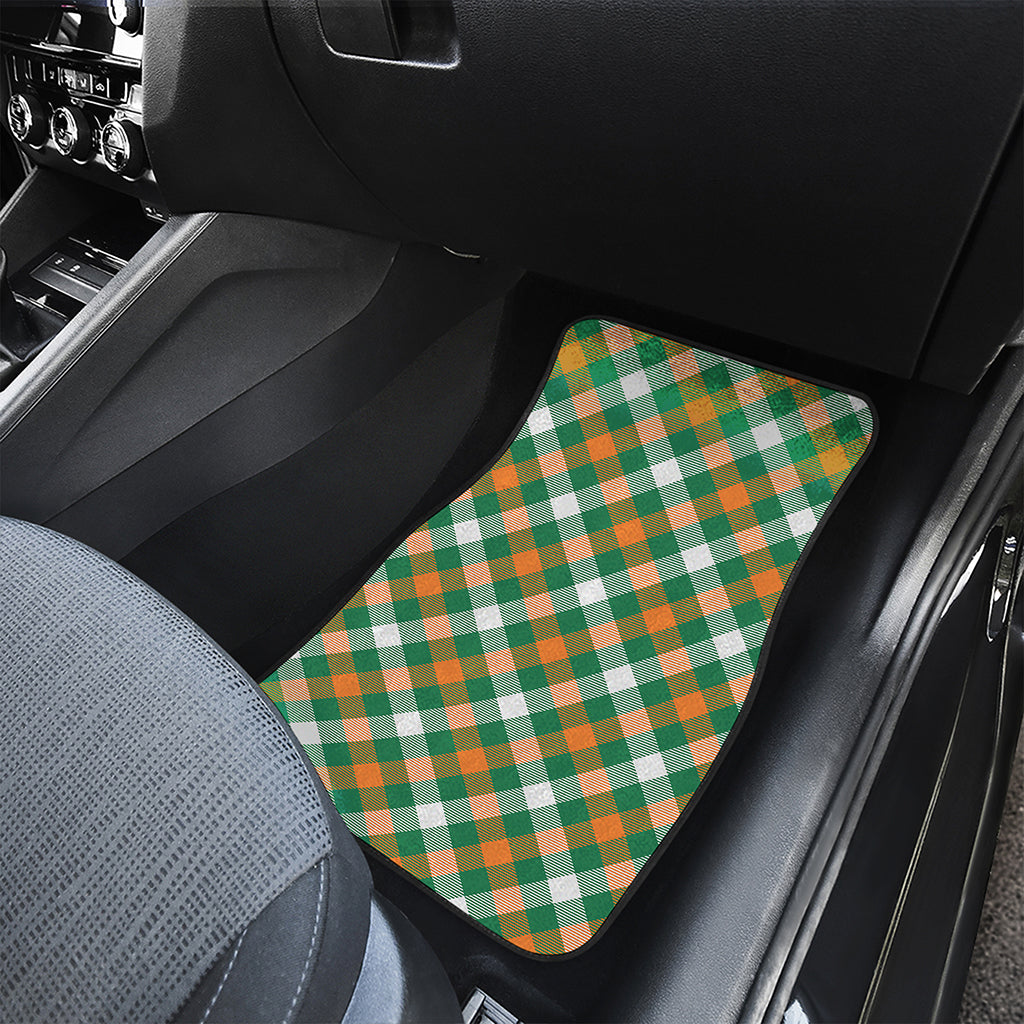 St. Patrick's Day Plaid Pattern Print Front and Back Car Floor Mats