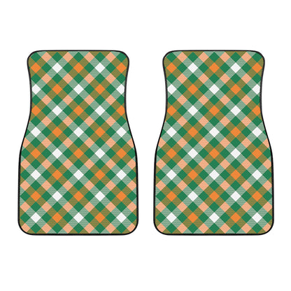 St. Patrick's Day Plaid Pattern Print Front Car Floor Mats