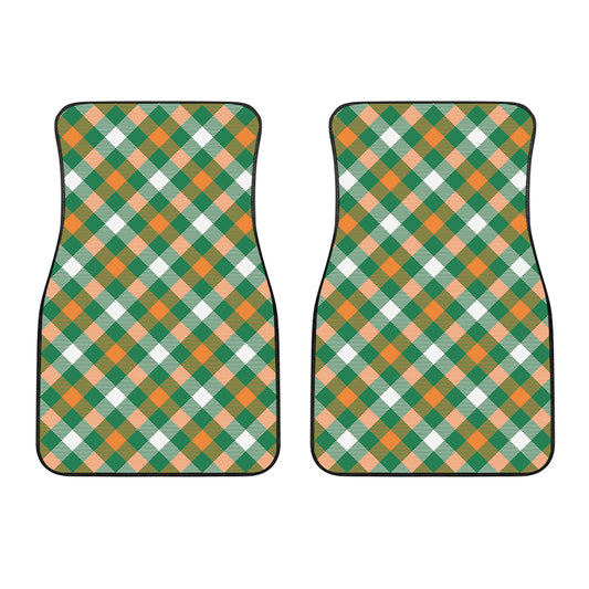 St. Patrick's Day Plaid Pattern Print Front Car Floor Mats