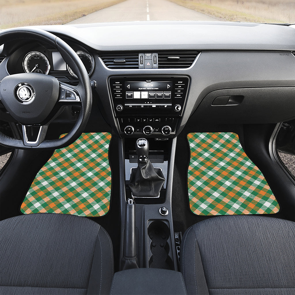 St. Patrick's Day Plaid Pattern Print Front Car Floor Mats