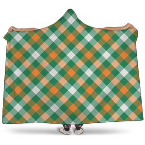 St. Patrick's Day Plaid Pattern Print Hooded Blanket