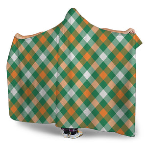 St. Patrick's Day Plaid Pattern Print Hooded Blanket