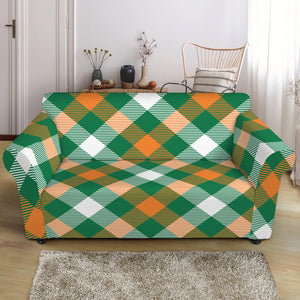 St. Patrick's Day Plaid Pattern Print Loveseat Slipcover