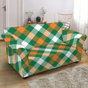 St. Patrick's Day Plaid Pattern Print Loveseat Slipcover