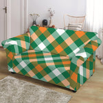 St. Patrick's Day Plaid Pattern Print Loveseat Slipcover