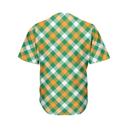 St. Patrick's Day Plaid Pattern Print Men's Baseball Jersey