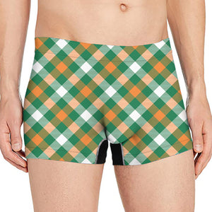 St. Patrick's Day Plaid Pattern Print Men's Boxer Briefs