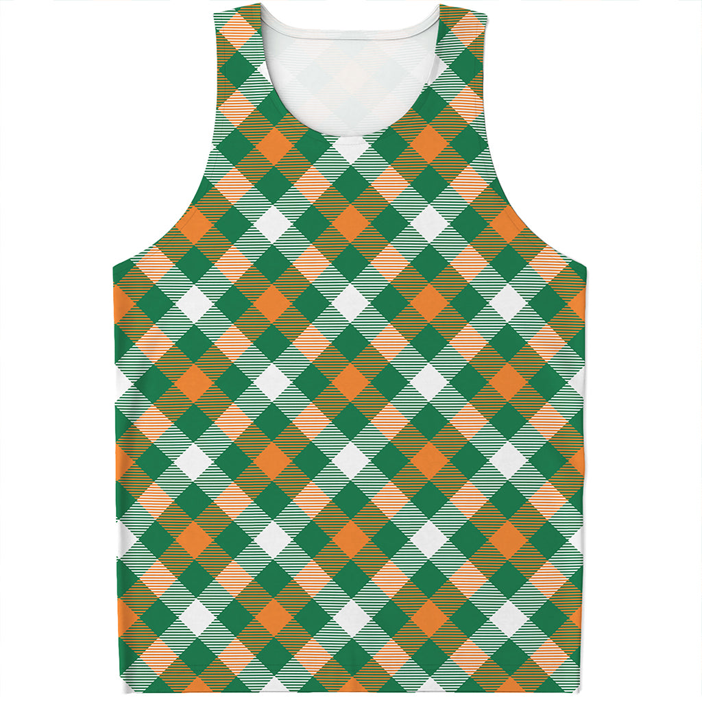St. Patrick's Day Plaid Pattern Print Men's Tank Top