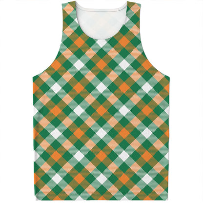 St. Patrick's Day Plaid Pattern Print Men's Tank Top