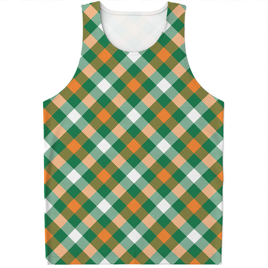 St. Patrick's Day Plaid Pattern Print Men's Tank Top