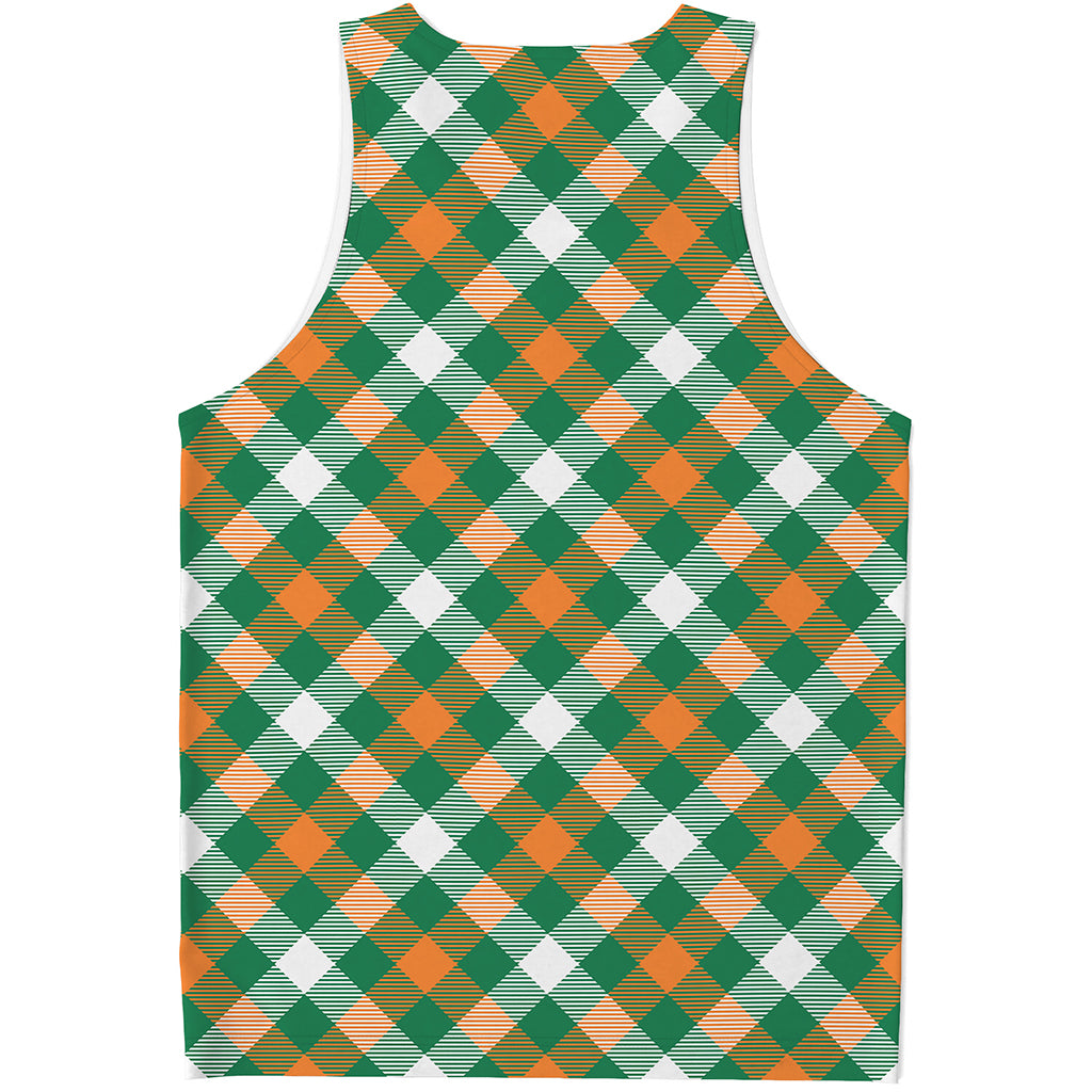 St. Patrick's Day Plaid Pattern Print Men's Tank Top