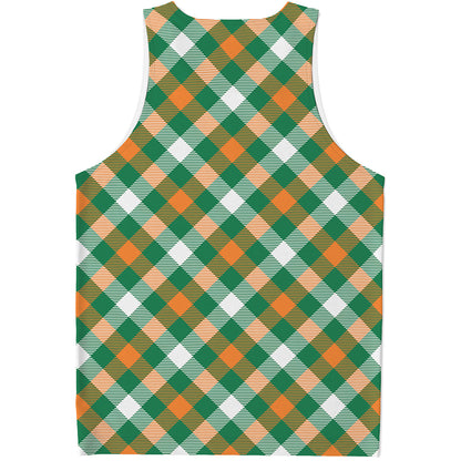 St. Patrick's Day Plaid Pattern Print Men's Tank Top