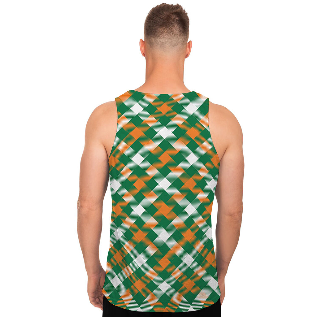 St. Patrick's Day Plaid Pattern Print Men's Tank Top