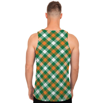 St. Patrick's Day Plaid Pattern Print Men's Tank Top