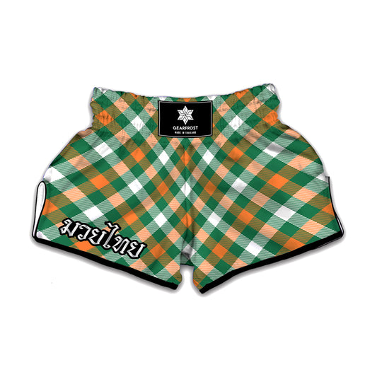 St. Patrick's Day Plaid Pattern Print Muay Thai Boxing Shorts