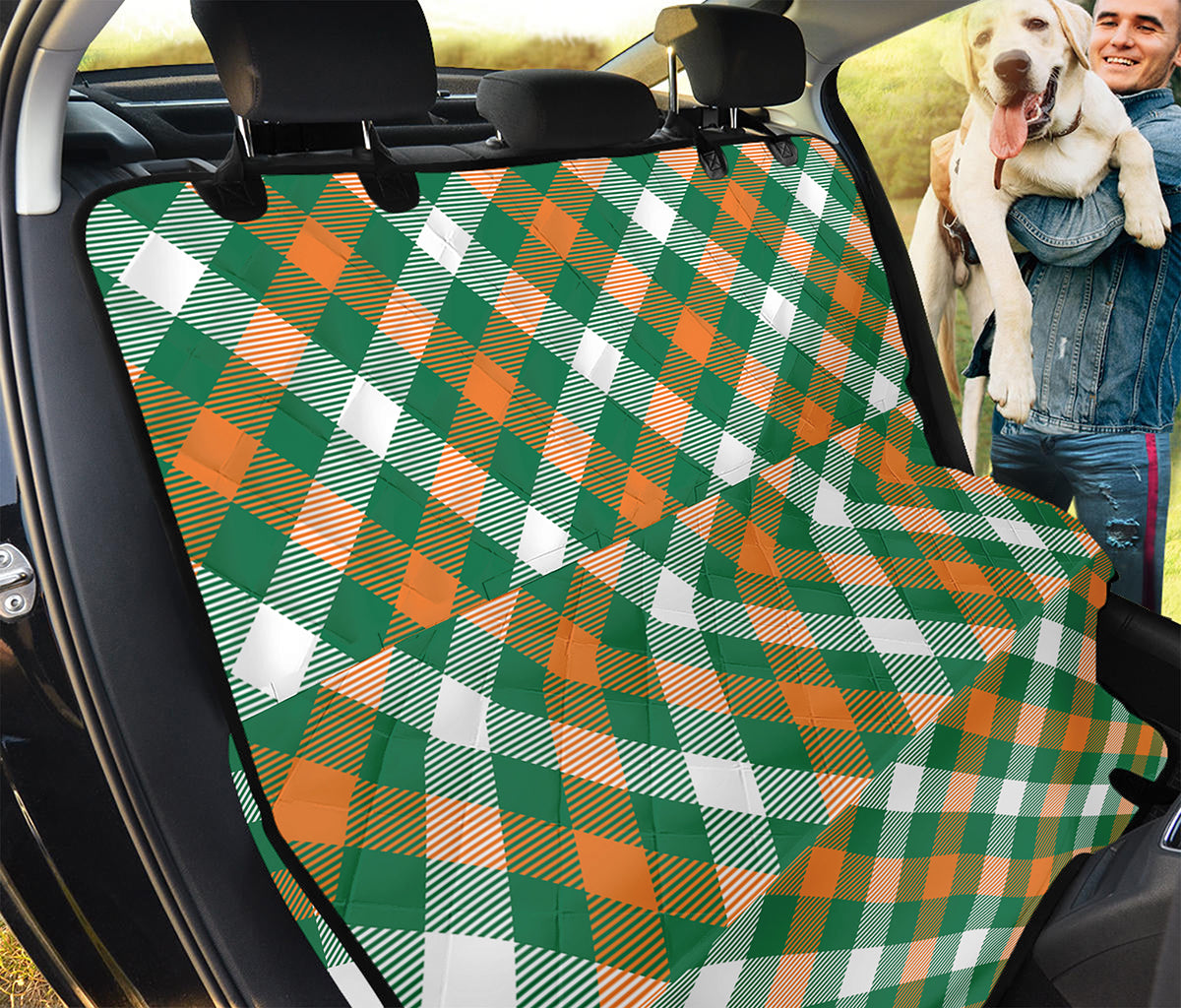 St. Patrick's Day Plaid Pattern Print Pet Car Back Seat Cover