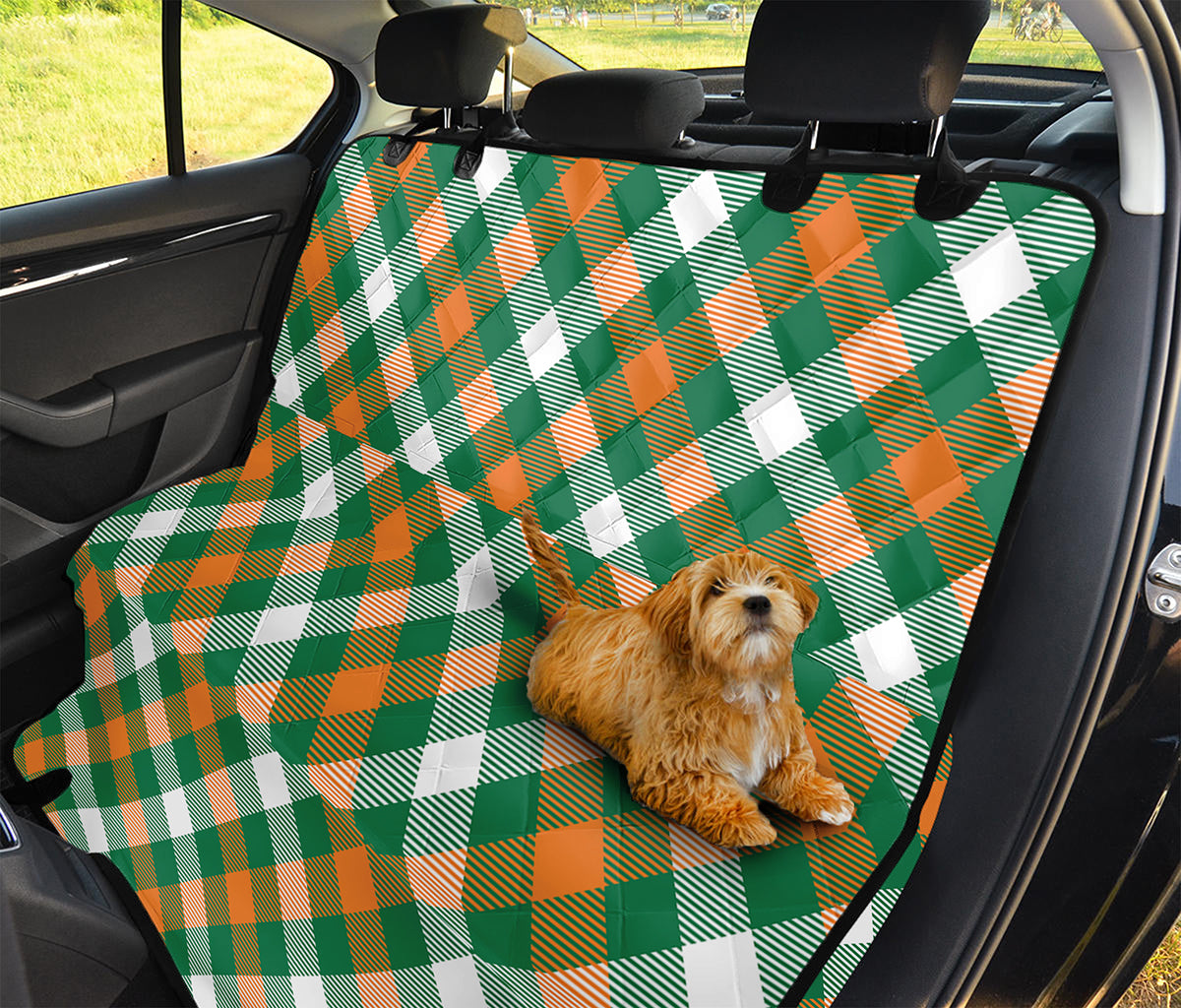 St. Patrick's Day Plaid Pattern Print Pet Car Back Seat Cover