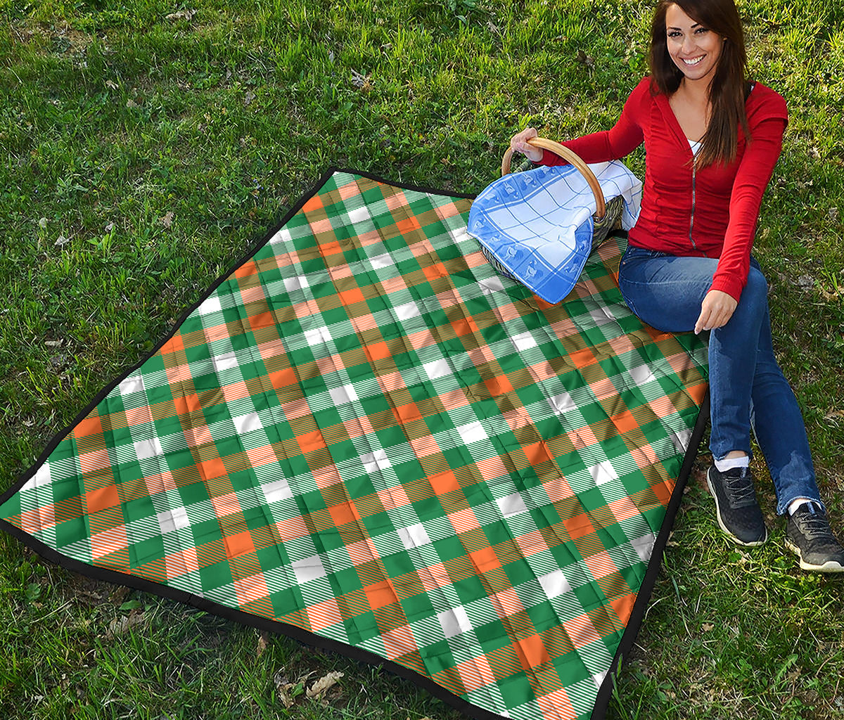 St. Patrick's Day Plaid Pattern Print Quilt