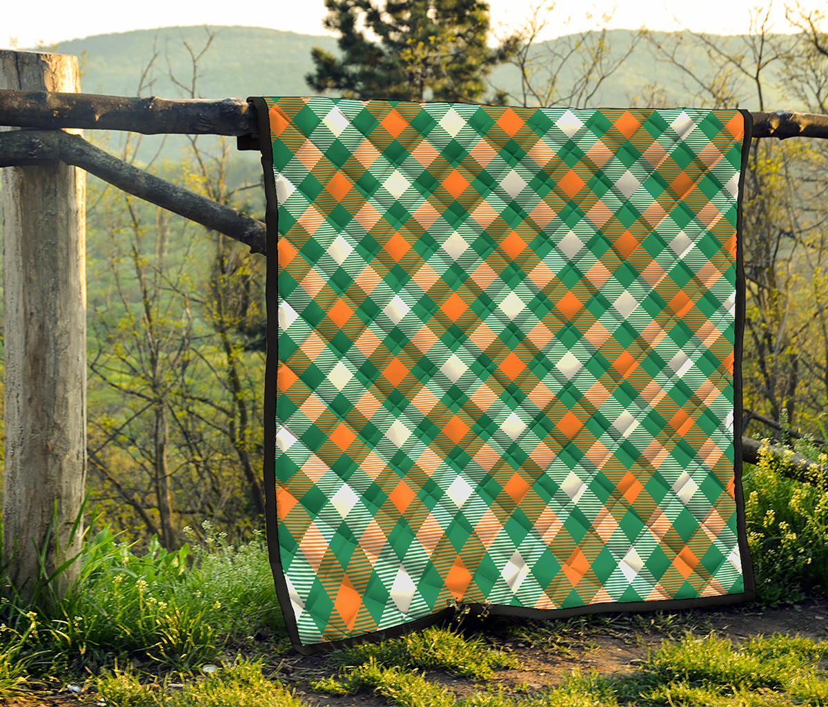 St. Patrick's Day Plaid Pattern Print Quilt