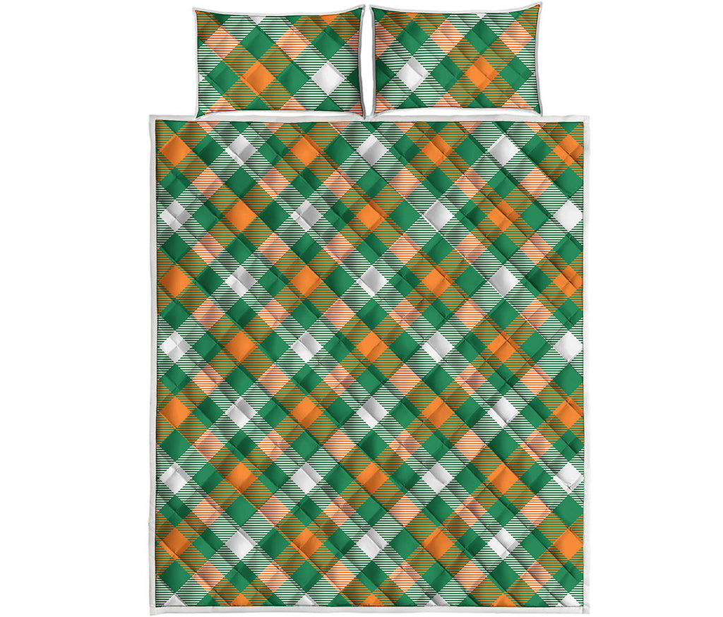 St. Patrick's Day Plaid Pattern Print Quilt Bed Set