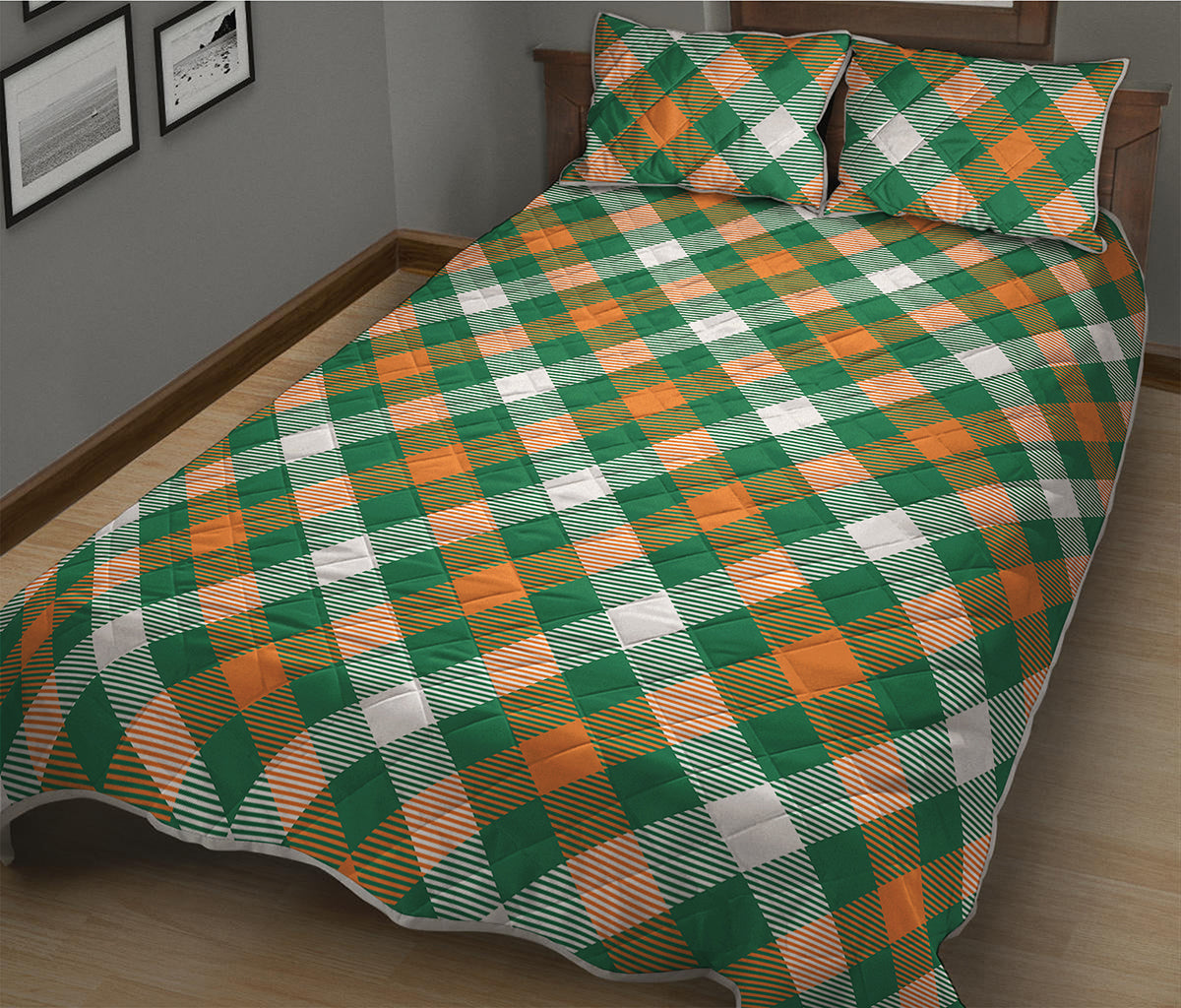 St. Patrick's Day Plaid Pattern Print Quilt Bed Set