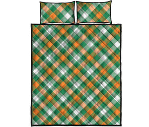 St. Patrick's Day Plaid Pattern Print Quilt Bed Set