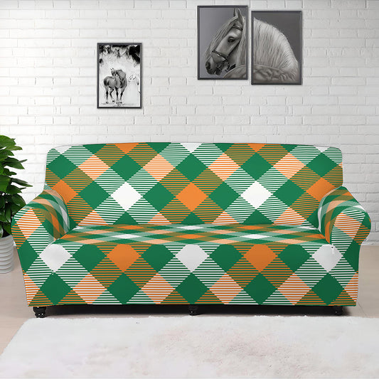 St. Patrick's Day Plaid Pattern Print Sofa Cover