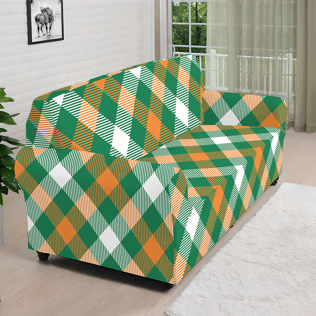 St. Patrick's Day Plaid Pattern Print Sofa Cover