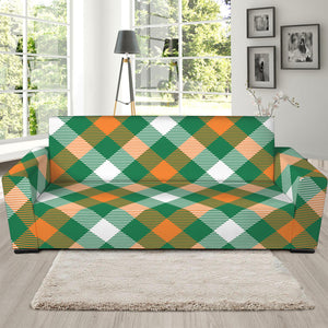 St. Patrick's Day Plaid Pattern Print Sofa Slipcover