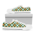 St. Patrick's Day Plaid Pattern Print White Low Top Sneakers