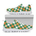 St. Patrick's Day Plaid Pattern Print White Running Shoes