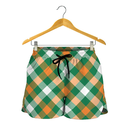 St. Patrick's Day Plaid Pattern Print Women's Shorts