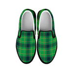 St. Patrick's Day Scottish Plaid Print Black Slip On Shoes