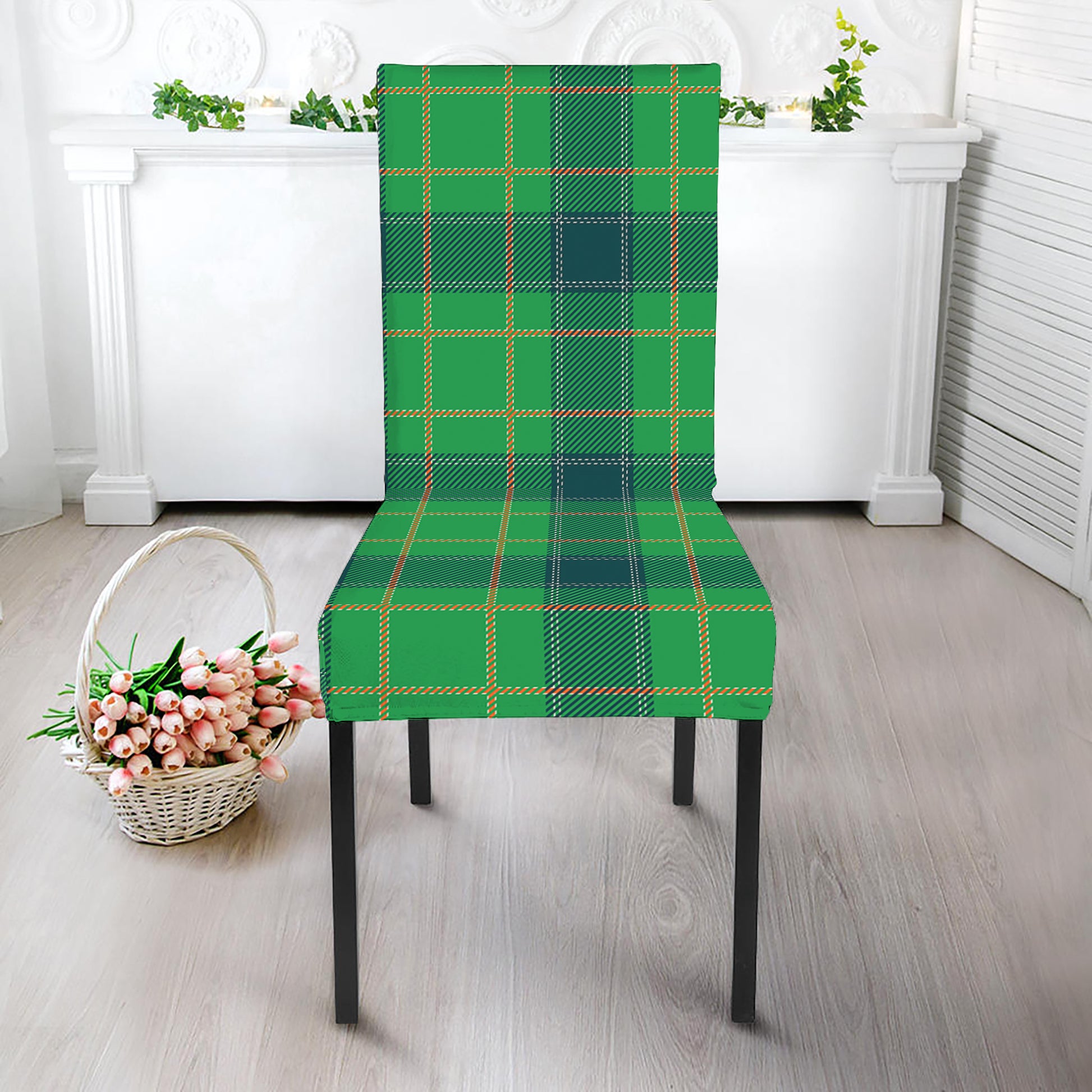 St. Patrick's Day Scottish Plaid Print Dining Chair Slipcover