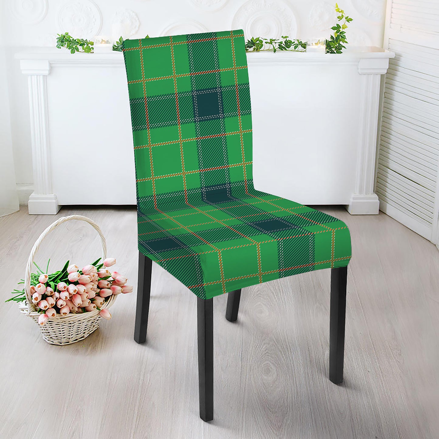 St. Patrick's Day Scottish Plaid Print Dining Chair Slipcover